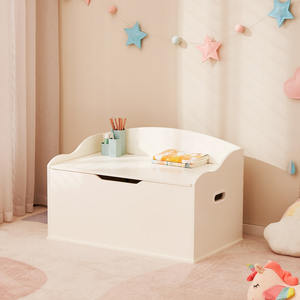 EDULAND Armoire moderne sûre et durable étagère en bois <span class=keywords><strong>blanc</strong></span> pour ranger les jouets des tout-petits organisateur de boîte pour le salon des enfants et des bébés - Product Image 1