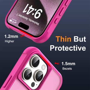 เคสโทรศัพท์กันกระแทกสีชมพูร้อนแบบใสขุ่นพร้อมขาตั้งแม่เหล็กสำหรับ <span class=keywords><strong>iPhone</strong></span> <span class=keywords><strong>13</strong></span> <span class=keywords><strong>Pro</strong></span> 6.1 นิ้ว รองรับ <span class=keywords><strong>Mag</strong></span>-<span class=keywords><strong>Safe</strong></span> - Product Image 3