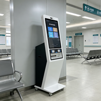 Kiosco de Autoservicio con Pantalla Táctil FHD de 23.8 Pulgadas, Lector de Códigos QR, Reconocimiento Facial e Impresora RFID para Hospitales y Centros de Bienestar