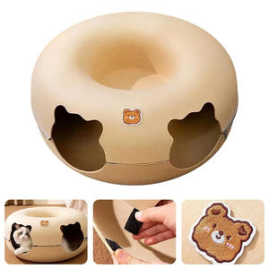 Aangepaste Hoge Kwaliteit Grote Kokosnoot Ontwerp Kat <span class=keywords><strong>Tunnel</strong></span> Bed Klein Vilt Donut Kat Bed Dierenprint Patroon Duurzame Custom Huisdier Kat - Product Image 5