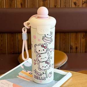 Tasse isotherme grande capacité KT Cat au design attrayant, avec paille mignonne, en acier inoxydable portable - Product Image 5