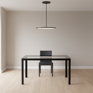 Mesa de Comedor Negra Simple DB, Vidrio Templado, Patas de Hierro, Rectangular, Diseño Moderno Minimalista, Muebles para el Hogar - Product Image 2