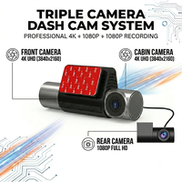 Caméra embarquée intelligente WiFi 4K 3 canaux avec capteur ADAS BSD GC4653, écran IPS 2,46 pouces, trajectoire GPS, mode stationnement 24h/24