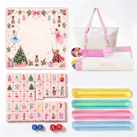 Jeu de Mahjong Américain Moderne de Luxe Étanche et Pliable, 166 Tuiles en Acrylique, Tapis, 4 Poussoirs, Sacs de Rangement pour Dés, Portable