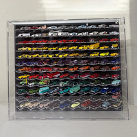 Vitrine de présentation pour 120 voitures miniatures, transparente, en acrylique 1/64, armoire de rangement pour modèles de voitures Hot Wheels Matchbox, montage mural avec éclairage LED