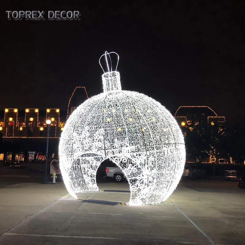Superfície do parque street centro personalizado led esfera iluminada gigante ao ar livre natal