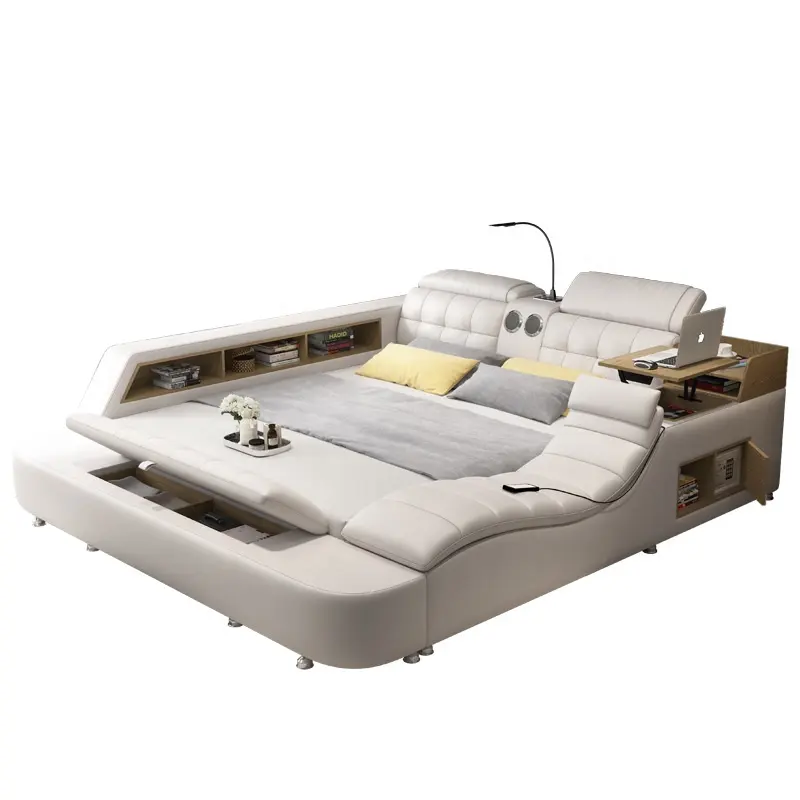 wholesale Modern leather Smart beds Multifunctional bed intelligent bed with massage storage king size