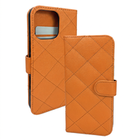 Étui portefeuille en PU à motif diamant pour téléphone, style uni, avec fermeture magnétique, emplacements pour cartes, protection d'objectif surélevée, antichoc