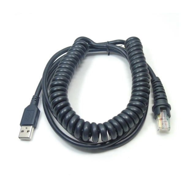 3M Retractable Spiral Spring Coiled Micro-USB Male to RJ45 Barcode Scanner Cable Pure Copper for 3800G 4600G 3820 Computers