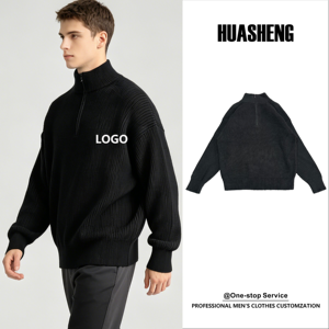 <span class=keywords><strong>Pull</strong></span> tricoté à manches longues pour hommes, style urbain euro-américain, avec fermetures éclair tendance, respirant, vente en gros - Product Image 1