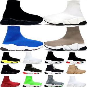 2026 <b>Hot</b> Selling High Top Women Leather Chunky <b>Socks</b> Shoes Sneakers Breathable Paris Style Couples Casual Sports Comfy <b>Sock</b> - Product Image 1