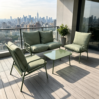 Ensemble de meubles d'extérieur Uplion KD au design moderne, 4 pièces, canapé de jardin avec table en verre et métal