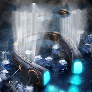 Produit promotionnel 2025, ventilateur de cou avec lumières d'ambiance colorées, 1800 mAh, pour motiver les employés au bureau - Product Image 2