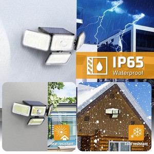 Cảm biến chuyển động ngoài trời ánh sáng điều khiển từ xa 4 đầu IP65 không thấm nước năng lượng mặt trời Vườn lũ Đèn an ninh cho bên ngoài Patio tường - Product Image 5