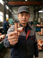 Conector en T de Cobre Puro al 99.9% con Contenido de Cobre, Estándar Europeo, de Diámetro Igual, Tipo M, para Tuberías de Agua