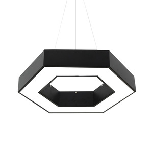 Suspension LED géométrique moderne en acier inoxydable doré, forme carrée, blanc chaud 3500K, haute luminosité, intensité variable, hauteur réglable - Product Image 2