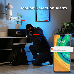 Caméra d'ampoule E27 sans fil avec vision nocturne couleur 1080P, suivi automatique, 360 degrés, Wifi, caméra de sécurité CCTV, ampoule PTZ - Product Image 6