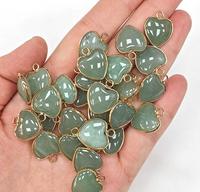 Pendentif en pierre de quartz fraise avec bordure dorée, cristal de guérison en forme de cœur 16*19mm pour la fabrication de bijoux
