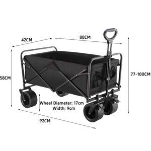 Carrito Plegable Resistente para Exteriores, Playa, Camping, con Mango Ajustable y 4 Ruedas para Picnic y Jardín - Product Image 2