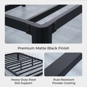 Venta al por mayor de estructura de cama de hierro puro negro de gran venta con fuente de alimentación junto a la cama, sin ruidos, de acero engrosado - Product Image 5