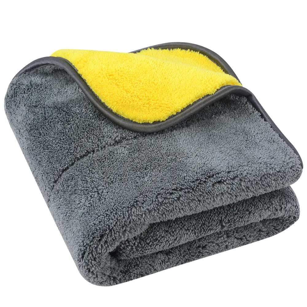 Sunland 1000 जीएसएम डीलक्स दोहरी परत शोषक आलीशान कार धोने तौलिया 1000gsm Microfiber तौलिया कार की सफाई सुखाने