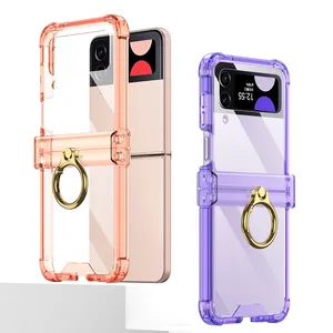 Soporte de anillo de silicona Funda transparente para Samsung Galaxy Z Flip 3 4 5 5G Flip3 <span class=keywords><strong>Flip4</strong></span> Bisagra Protección todo incluido Flip5 Funda de lujo - Product Image 1
