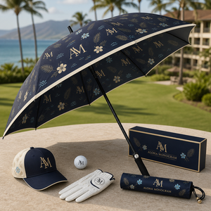 Parapluie de golf à motif de fleurs 130cm, modèle imprimé complet OEM ODM, coupe-vent, solide et durable, parapluie à ouverture automatique. - Product Image 1