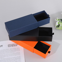 Boîte à tiroir en papier kraft noire avec coulisseau, étui à lunettes, rouge à lèvres orange, boîte cadeau pour lunettes de soleil, vente en gros