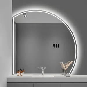 2022 Latest Irregular Semicircle LED Illuminated Wall Mirror Decorative Dressing Table Mirror With Light