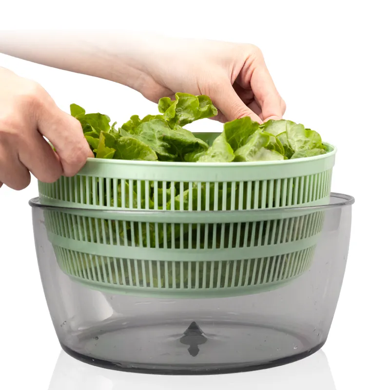 Food Grade Eco Friendly Manual Press Plastic Vegetable Salad Spinner And Chopper Set For Kitchen