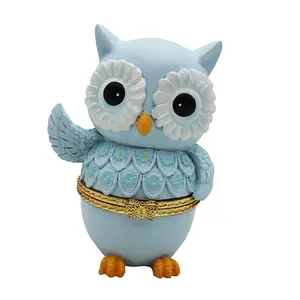 Custom resin Owl Figurine jewelry box can customize color products Valentine's Day gifts high quality resin products OEM