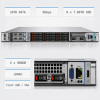 Serveur d'entreprise Dell 1U avec 10 positions de disques, matériel de support pour l'informatique en nuage, port réseau haute vitesse