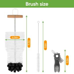 Cepillo limpiador de botellas con mango largo de madera para vasos Stanley, cepillo de limpieza de tapas de tazas 3 en 1, cepillo largo para pajitas - Product Image 2