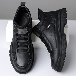 Bottes Martin pour hommes, automne-hiver, à semelle épaisse, hautes, doublées de polaire, chaudes, chaussures de randonnée, vêtements de sport décontractés pour l'extérieur - Product Image 2