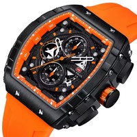 Jam Tangan Mini Focus MF0399G Multifungsi Baru Model Kotak Quartz untuk Pria Tahan Air 3 Dial Kecil Kalender Silikon Relogio Masculino