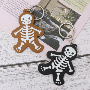 New and hot-selling creative Halloween skull <b>keychain</b>, cartoon PU <b>leather</b> <b>keychain</b>, bag pendant. - Product Image 4
