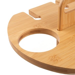 Bamboo <b>Wine</b> Rack Round Double Tier With Drain Holes For Home Party Use - Product Image 2