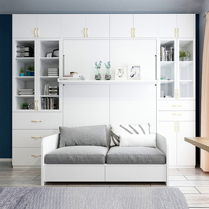 Интегрированная многофункциональная настенная кровать Murphy с диваном, книжная полка, шкаф, диван-кровать, твердый Невидимый складной дизайн - Product Image 2