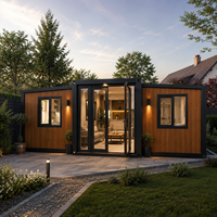 Maison modulaire préfabriquée en conteneur extensible à double aile isolée pour l'Europe avec panneaux muraux à économie d'énergie et salle de bain