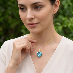 Colgante de Corazón de Topacio Azul Natural, Plata de Ley 925 con Baño de Rodio, 13.50 CT, Joyería Fina Hecha a Mano para Mujer, OEM ODM - Product Image 5