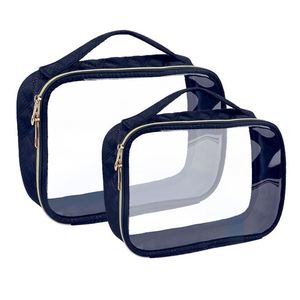 Clear PVC <b>Makeup</b> <b>Bag</b> with Handle Large Capacity Travel Cosmetic Pouch - Product Image 2