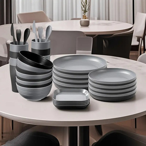 Ensemble de <span class=keywords><strong>vaisselle</strong></span> en <span class=keywords><strong>plastique</strong></span> avec assiettes, bols, tasses, couteaux, fourchettes et cuillères, ensemble de 64 pièces pour le <span class=keywords><strong>camping</strong></span> en plein air et les voyages - Product Image 6