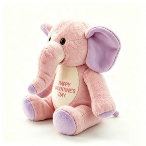 Peluche de elefante rosa pastel súper suave y personalizado, orejas interiores, punta del trompo y almohadillas para las patas en color morado lavanda - Product Image 1