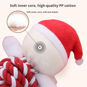 Christmas Plush Dog Squeaky <b>Toys</b> With Knotted Cotton Rope Durable Chew <b>Toy</b> Bite-resistant Teeth-cleaning Interactive Pet <b>Toy</b> - Product Image 3