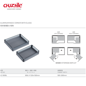 Organisateur de <span class=keywords><strong>cuisine</strong></span> en <span class=keywords><strong>aluminium</strong></span> avec glissière à fermeture en douceur Étagères de rangement peu encombrantes Panier à tiroirs d'angle magique - Product Image 6
