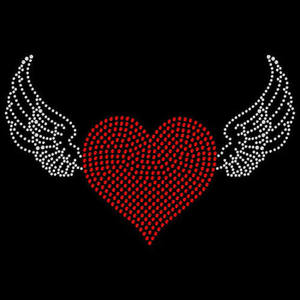 Calcomanía de transferencia de calor de hierro con diseño de ala de Ángel de corazón <span class=keywords><strong>rosa</strong></span>, motivo de cristal de diamantes de imitación en vidrio, calcomanía de hierro de fijación en caliente - Product Image 5