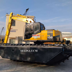 Excavatrice amphibie d'occasion CAT 320CL, CAT 320, CAT 320C 320CL 320D 320D2, machine de dragage de sable de rivière, ponton flottant - Product Image 1