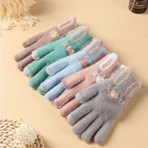 ALLCH Gants tricotés d'hiver pour femmes Gants chauds pour écran tactile Sports de plein air <span class=keywords><strong>Ski</strong></span> Cyclisme Pêche Utilisation décontractée Acrylique - Product Image 3
