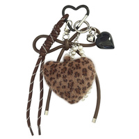 Breloque de sac créative et tendance à imprimé léopard, minimaliste, en forme de cœur, porte-clés en peluche DIY, pendentif exquis