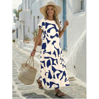 Nouvelle Robe Longue Ample Imprimée Style Européen et Américain pour Femme, Col Long, Manches Courtes, Idéale pour les Vacances, Collection Été 2026 - Vente en Gros Guangdong